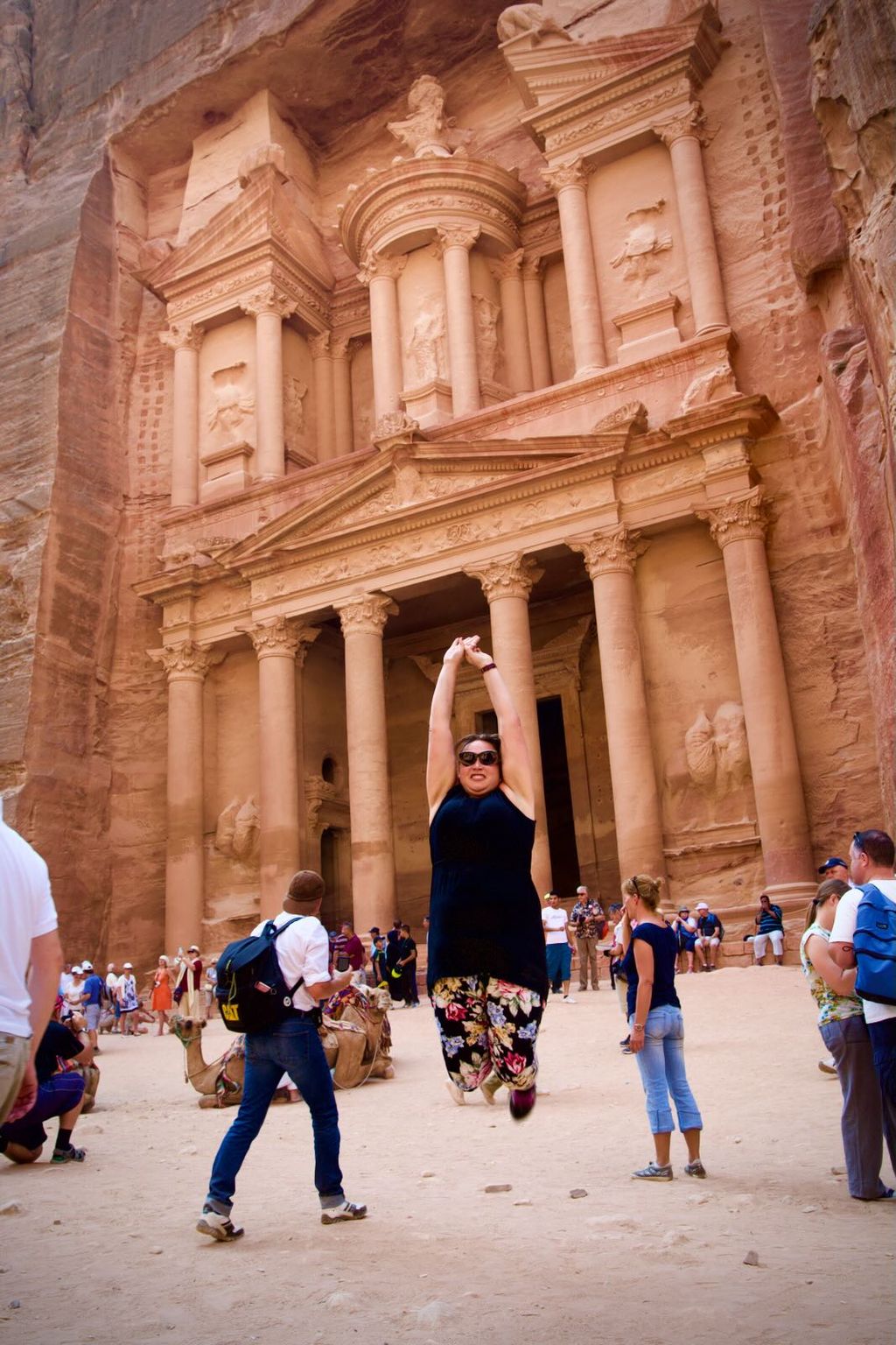 J. Jumping in front of Al-Khazneh