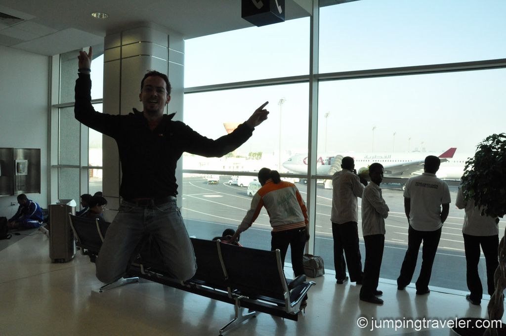 Image for Jumping in Doha airport