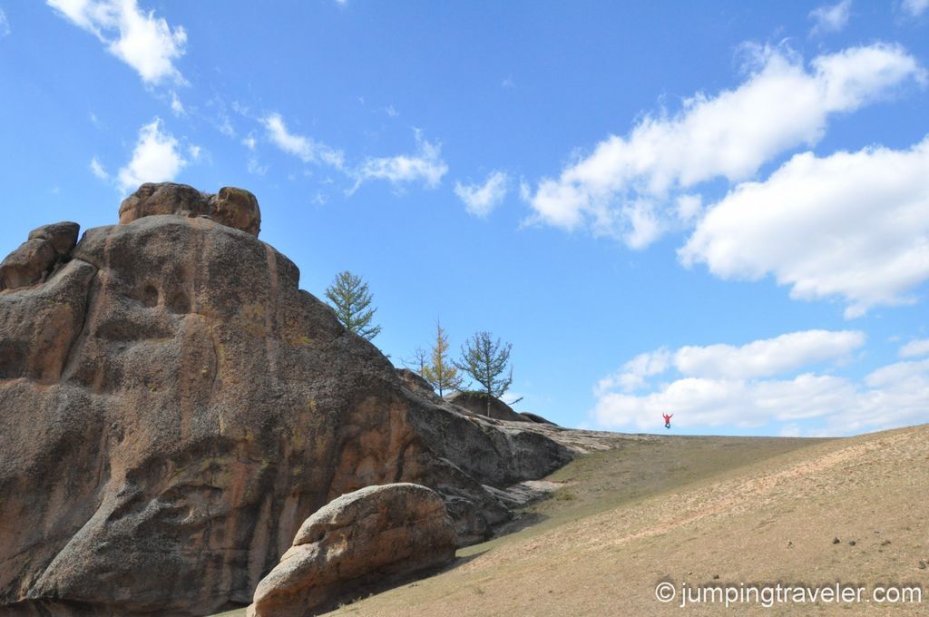 Jumping in Terelj National Park
