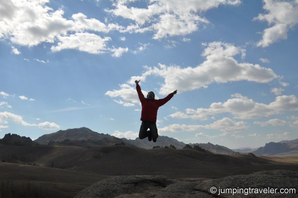 Jumping in Terelj National Park