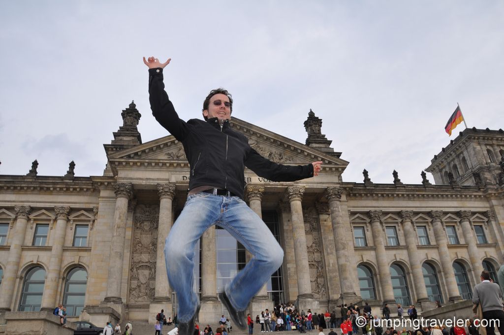 Jumping in front of the Reichstag